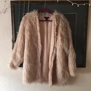 H&M Faux Fur Coat in Light Beige